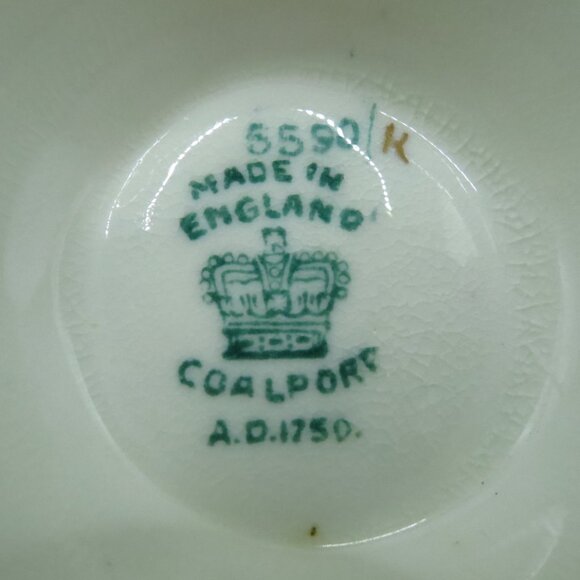 Coalport Cream Soup Bouillon Cup Saucer Set of 2 Blue White Leaves Ivy 5590K - Picture 15 of 15